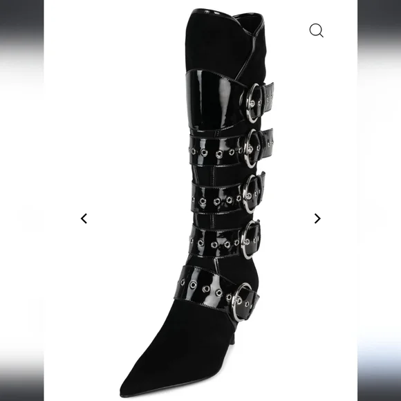 Jeffert Campbell Seatbelt Suede Patent Leather Boots Buckle Designer #61 - Picture 3 of 15